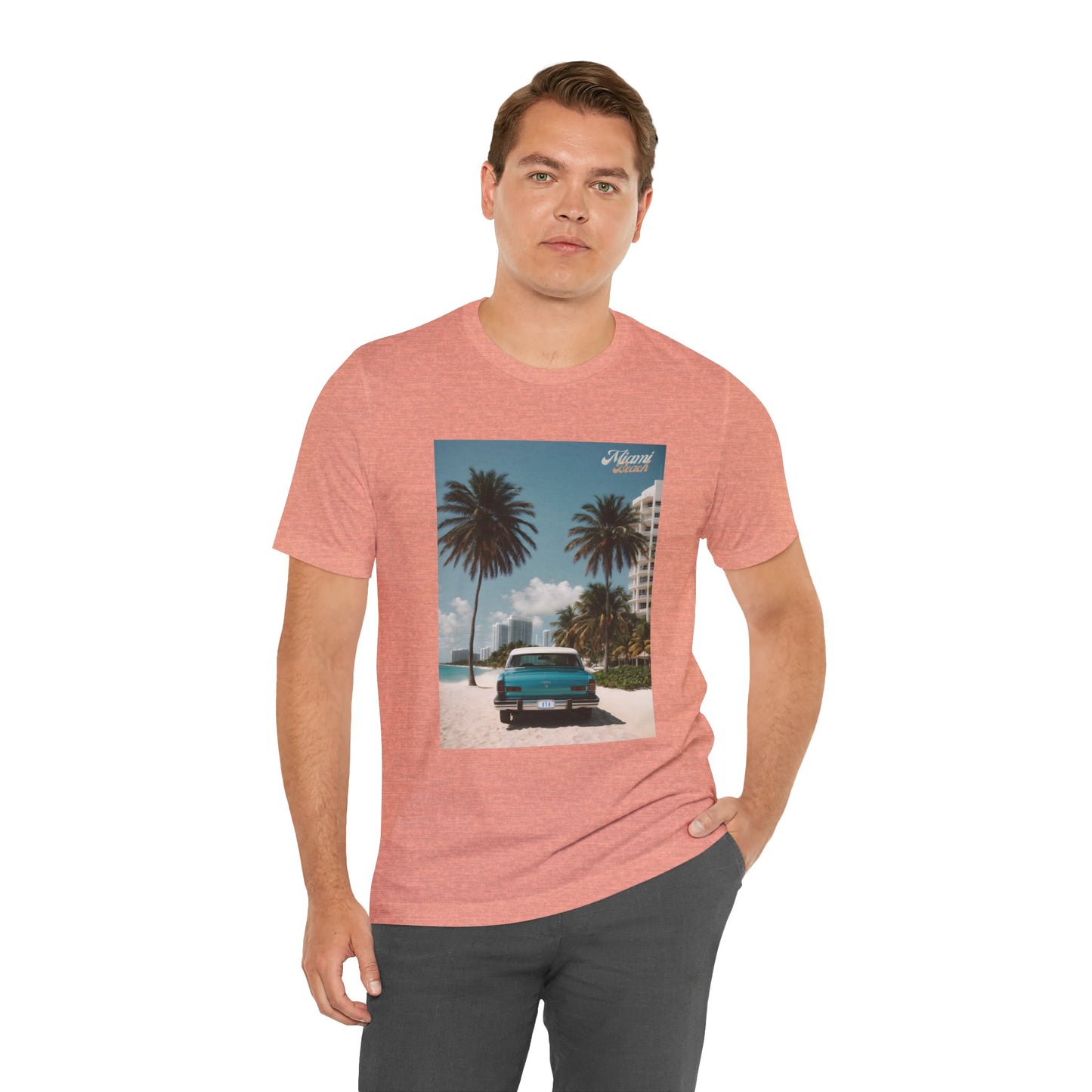 Vintage Car On The Beach Jersey Short Sleeve Tee