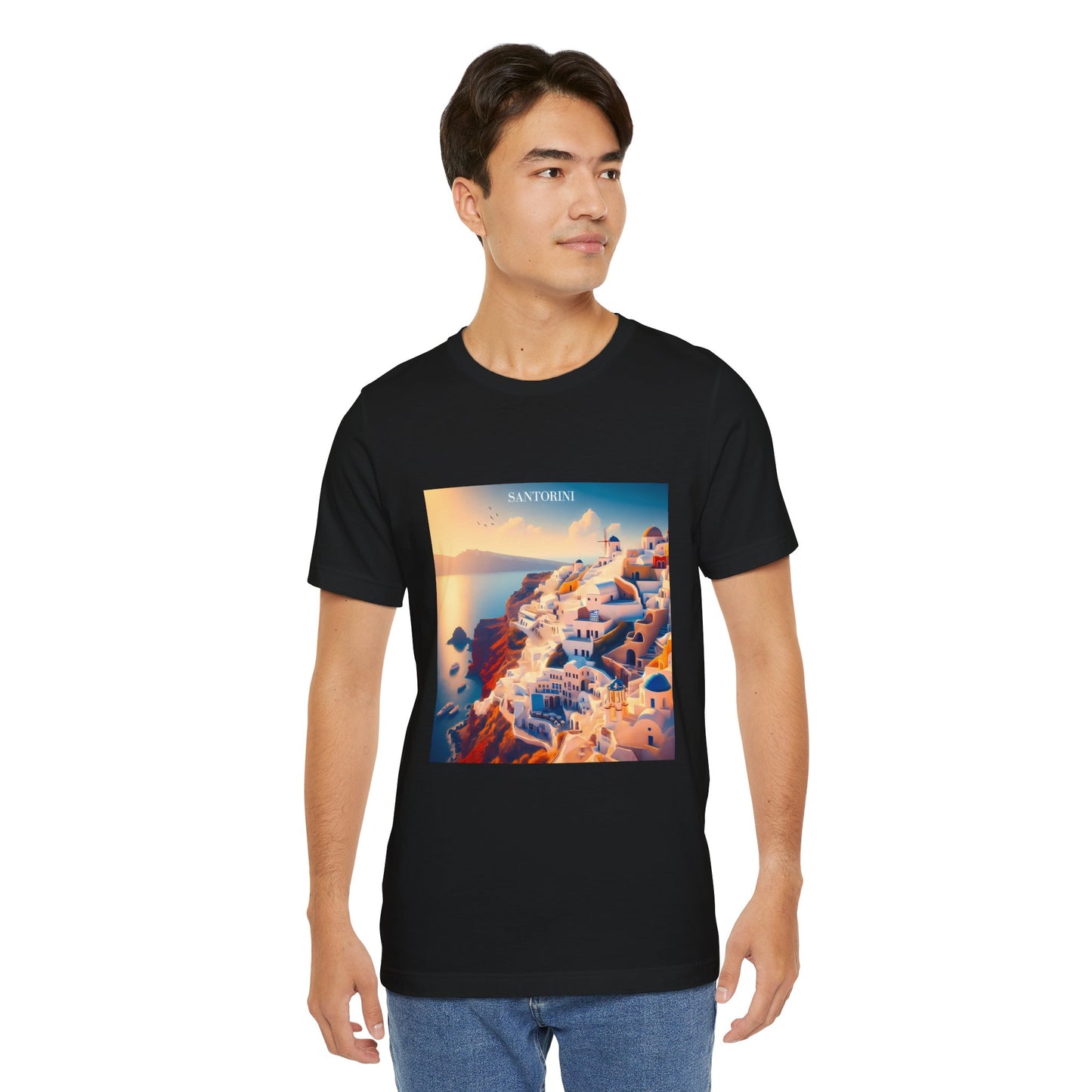 Santorini Sunset Disney Pixar Style Jersey Short Sleeve Tee