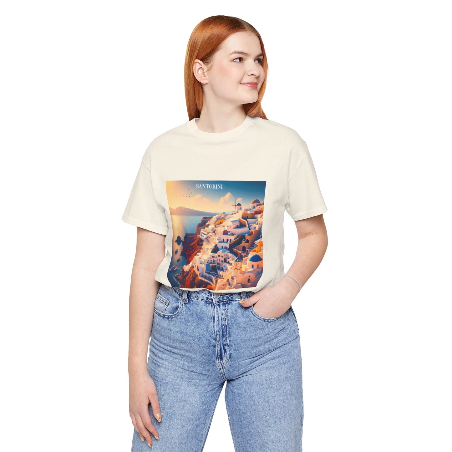 Santorini Sunset Disney Pixar Style Jersey Short Sleeve Tee