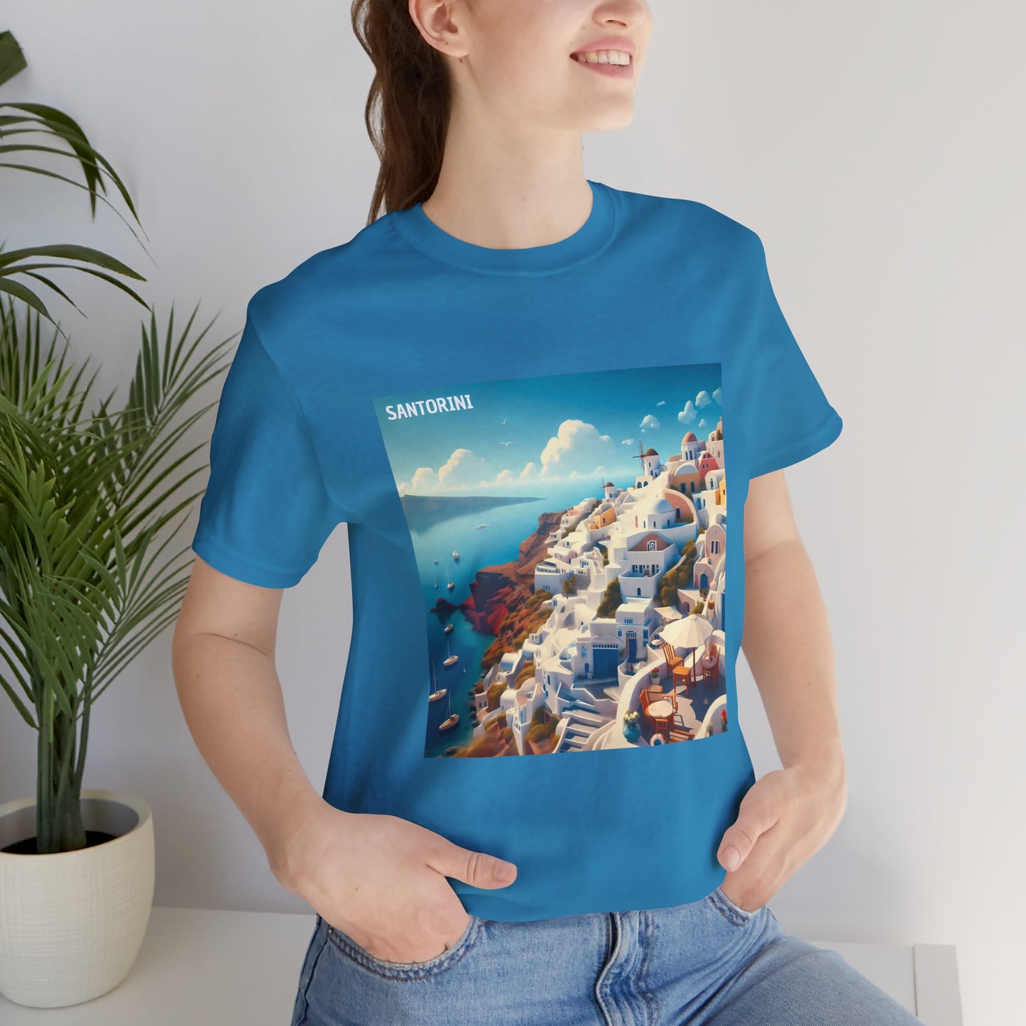 Santorini Oia Disney Pixar Style Jersey Short Sleeve Tee