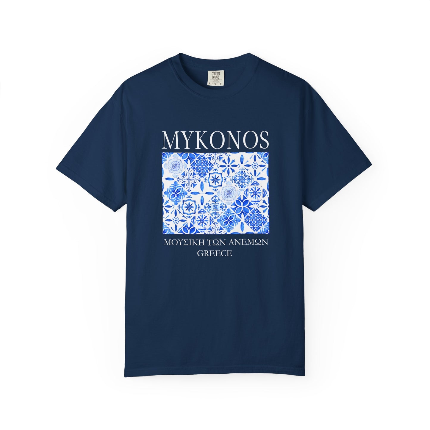 Mykonos Vintage Mosaic Graphic T-Shirt - Greece Travel Tee