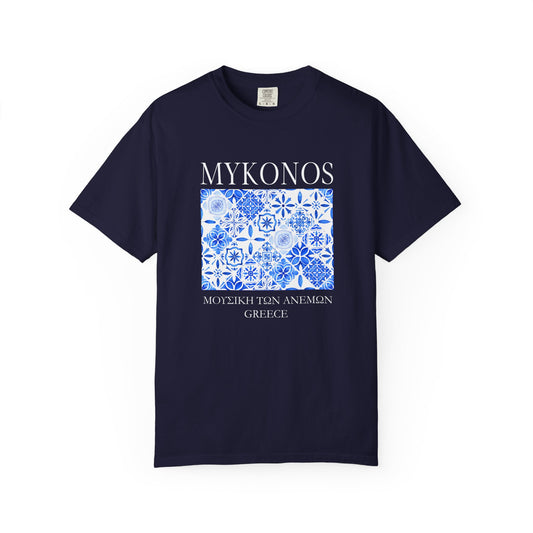Mykonos Vintage Mosaic Graphic T-Shirt - Greece Travel Tee