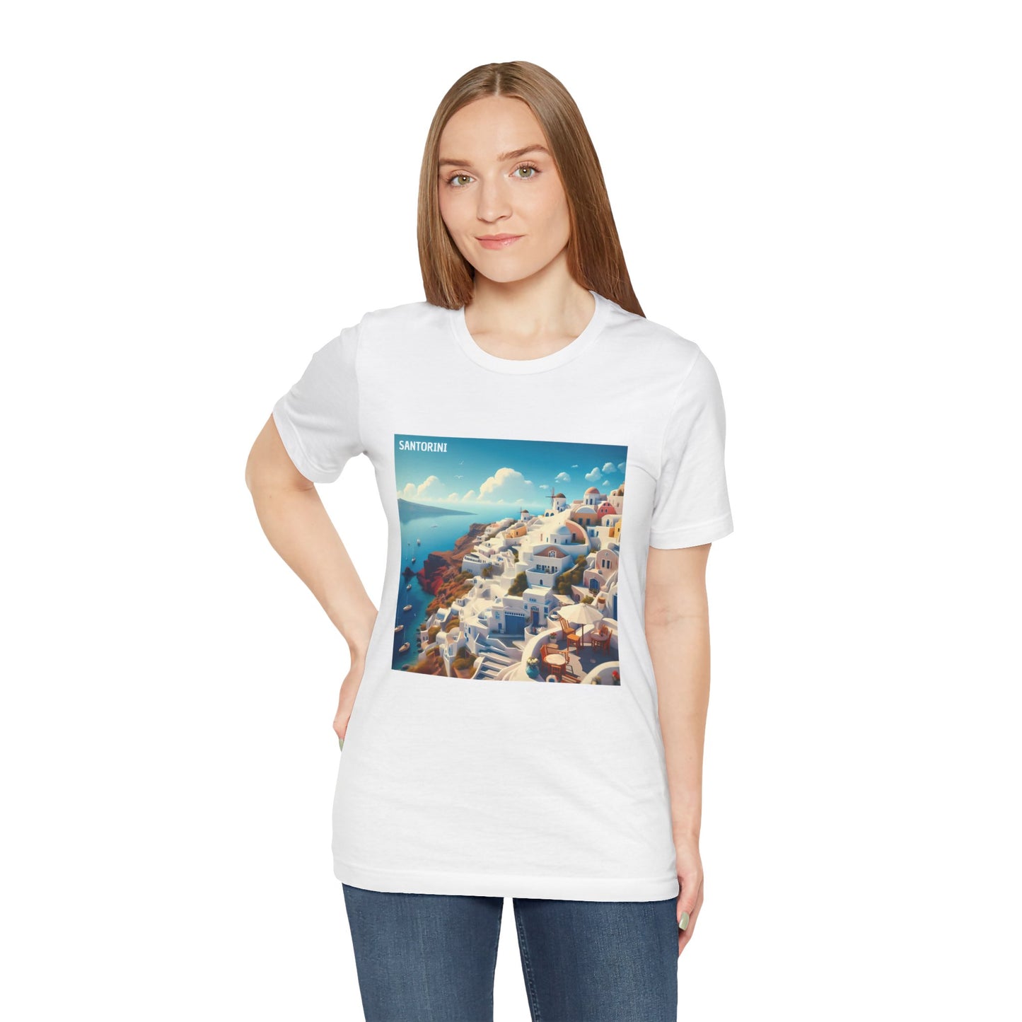 Santorini Oia Disney Pixar Style Jersey Short Sleeve Tee