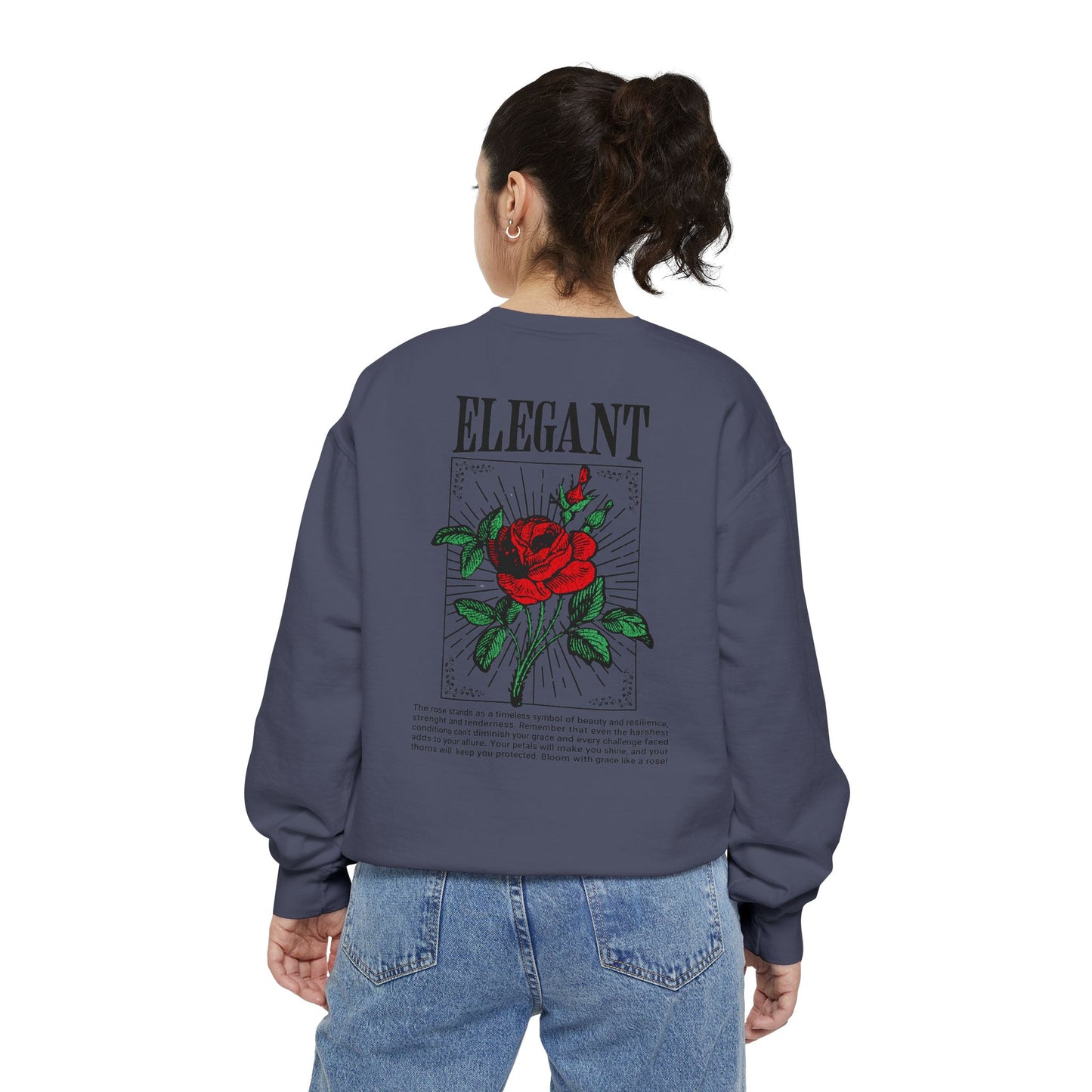 Elegant Rose Garment-Dyed Sweatshirt